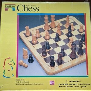 Solid Wood Chess Set - Brown and Black